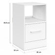ID MARKET - Lot de 2 tables de chevet UPPAH 1 tiroir en tissu avec niche bois blanc - vignette