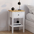 ID MARKET - Lot de 2 tables de chevet ACHILLE 1 tiroir et 1 tablette blanc et plateau bois - vignette