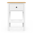 ID MARKET - Lot de 2 tables de chevet ACHILLE 1 tiroir et 1 tablette blanc et plateau bois - vignette