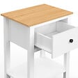 ID MARKET - Lot de 2 tables de chevet ACHILLE 1 tiroir et 1 tablette blanc et plateau bois - vignette