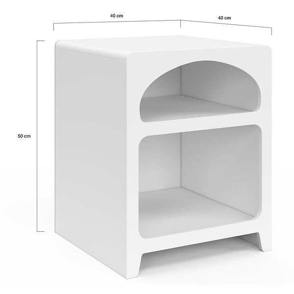ID MARKET - Lot de 2 tables de chevets organiques ALESIA bois blanc 2 niches - large