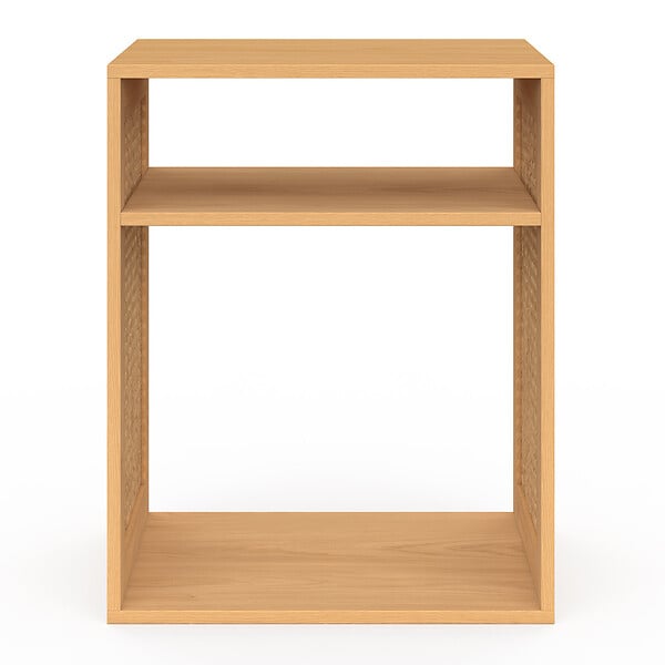 ID MARKET - Lot de 2 tables de chevet NORA avec rangements ouverts cannage et bois - large