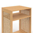 ID MARKET - Lot de 2 tables de chevet NORA avec rangements ouverts cannage et bois - vignette