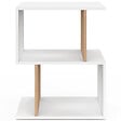 ID MARKET - Lot de 2 tables de chevet SOFIA forme S avec rangements ouverts blanc et effet hêtre - vignette
