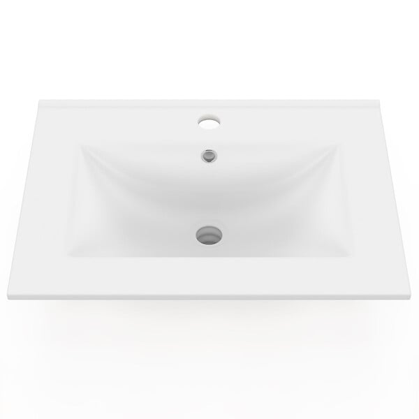 ID MARKET - Vasque à encastrer rectangle en céramique blanche L. 61 x l. 46 x H. 17 cm - large