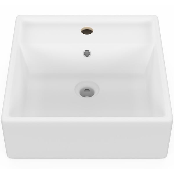 ID MARKET - Vasque à poser carrée en céramique blanche L. 41 x l. 41 x H. 15,5 cm - large