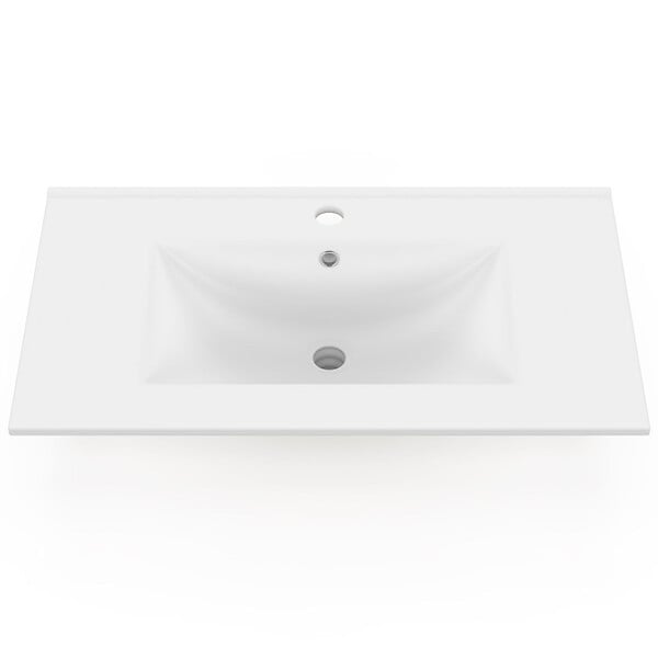 ID MARKET - Vasque à encastrer rectangle en céramique blanche L. 81 x l. 46 x H. 17 cm - large