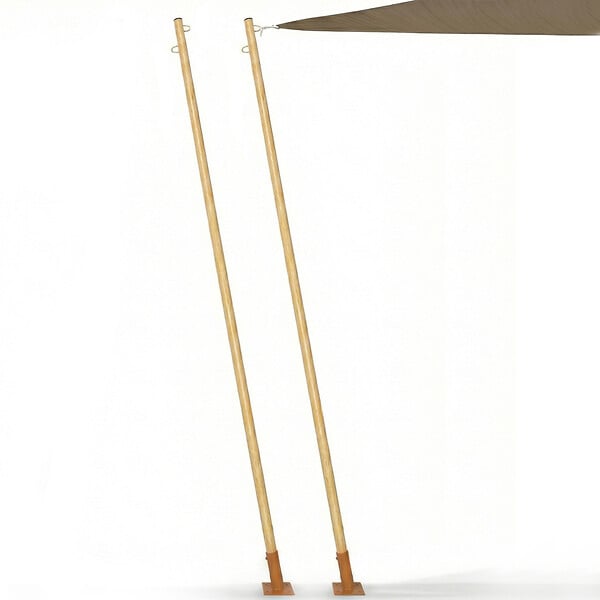 ID MARKET - Lot de 2 mâts de fixation effet bois pour voile d'ombrage H.220 cm poteaux et bases acier - large