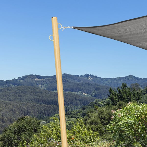 ID MARKET - Lot de 2 mâts de fixation effet bois pour voile d'ombrage H.220 cm poteaux et bases acier - large