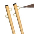 ID MARKET - Lot de 2 mâts de fixation effet bois pour voile d'ombrage H.220 cm poteaux et bases acier - vignette