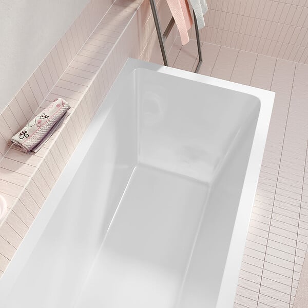 ALLIBERT - Baignoire rectangulaire 170x75x54cm avec dossier - Acrylique et ABS Blanc brillant - large