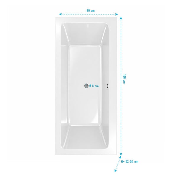 ALLIBERT - Baignoire rectangulaire duo 180x80x54cm - 100% acrylique blanc brillant - Lignes droites - large