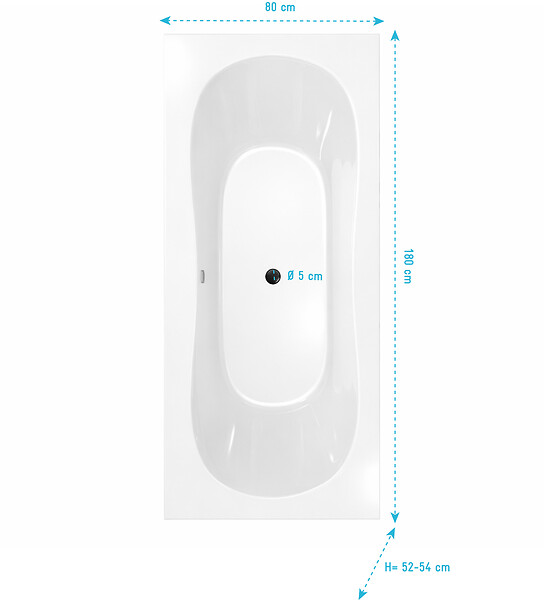 ALLIBERT - Baignoire rectangulaire duo 180x80x54cm - 100% acrylique blanc brillant - Lignes arrondies - large