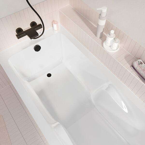 ALLIBERT - Baignoire rectangulaire 170x75x54cm avec zone de douche - Acrylique et ABS Blanc brillant - large