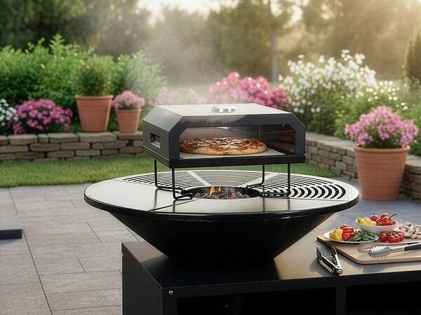 HABITAT ET JARDIN - Four à pizza pour barbecue "Pizzello" - 40 x 35 x 28 cm - Noir - large