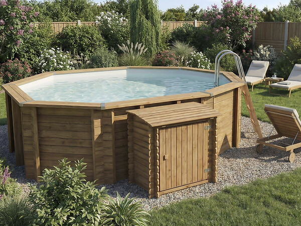 HABITAT ET JARDIN - Coffre de filtration en bois traité pour piscine "Keny" -  120 x 95 x 113 cm - - large