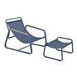 OVIALA - Fauteuil relax en acier et textilène avec repose-pieds bleu pacific - Sotia - vignette