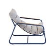 OVIALA - Fauteuil relax en acier et textilène avec repose-pieds bleu pacific - Sotia - vignette