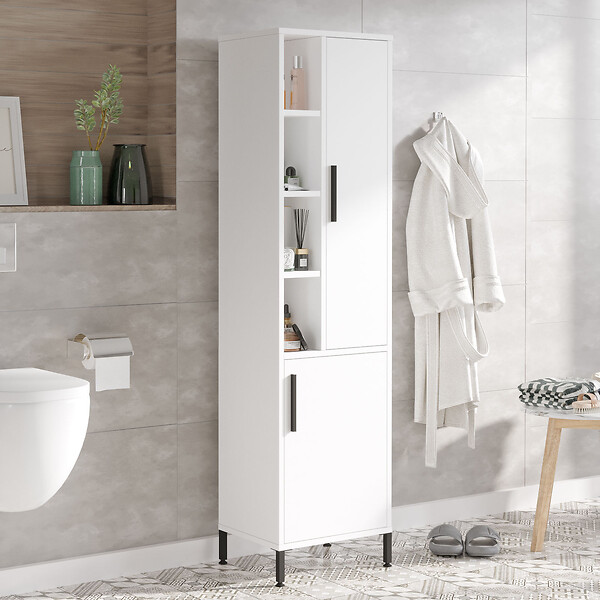 HABITAT ET JARDIN - Armoire multifonctionnelle en bois "Vile" - 45 x 35 x 174 cm - Blanc - large