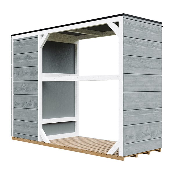 TIMBELA - Abri à bûches extérieur - 75 x 217 x H159 cm - Abri à outils et bûches - 1,09 m² + 0.53 m² - TIMBELA M981 - CAVERN STEEL - large