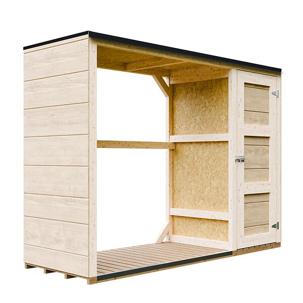 TIMBELA - Abri à bûches extérieur - 75 x 217 x H159 cm - Abri à outils et bûches - 1,09 m² + 0.53 m² - TIMBELA M981 - large