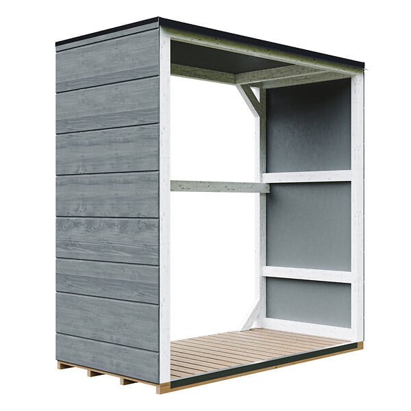 TIMBELA - Abri à bûches extérieur 1,14 m² - 75 x 153 x H159 cm - TIMBELA  M980-1-CAVERN STEEL - large