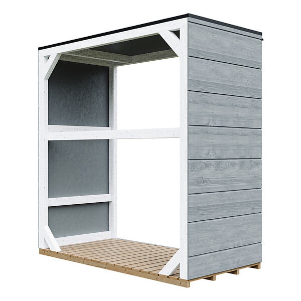 TIMBELA - Abri à bûches extérieur 1,14 m² - 75 x 153 x H159 cm - TIMBELA  M980-1-CAVERN STEEL - large