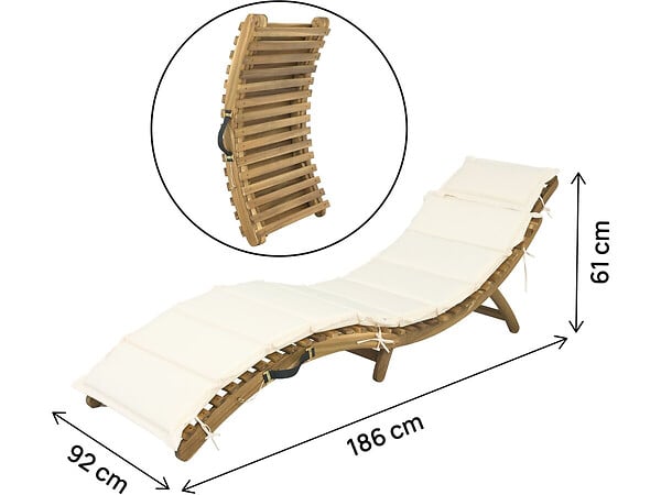 HABITAT ET JARDIN - Bain de soleil en bois avec coussins inclus "Jakarta" - Beige - large