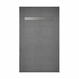 AURLANE - Receveur de douche à carreler 120x90 cm avec bonde écoulement linéaire - Grille finition chrome - vignette