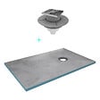 AURLANE - Receveur de Douche à Carreler 160x80cm avec Bonde à Sortie Verticale - Grille Inox Chrome - vignette