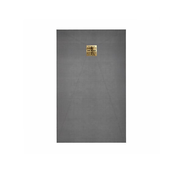 AURLANE - Receveur de Douche à Carreler 160x90cm avec Bonde à Sortie Verticale - Grille Finition Or Brossé - large