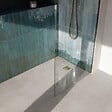 AURLANE - Receveur de Douche à Carreler 160x90cm avec Bonde à Sortie Verticale - Grille Finition Or Brossé - vignette