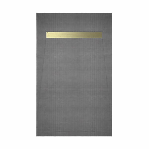 AURLANE - Receveur de Douche à Carreler 120x80cm à Ecoulement Linéaire - Grille finition Or Brossé et Bonde - large