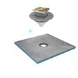AURLANE - Receveur de Douche à Carreler 90x90cm avec Bonde à Sortie Verticale - Grille Finition Or Brossé - vignette
