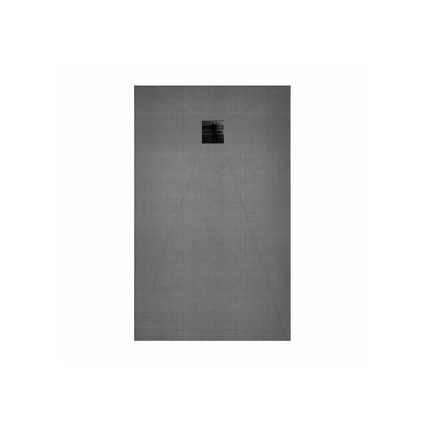 AURLANE - Receveur de Douche à Carreler 160x80cm avec Bonde à Sortie Verticale - Grille Noire - large