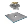 AURLANE - Receveur de Douche à Carreler 90x90cm avec Bonde à Sortie Horizontale - Grille Finition Or Brossé - vignette