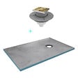 AURLANE - Receveur de Douche à Carreler 140x80cm avec Bonde à Sortie Verticale - Grille Finition Or Brossé - vignette
