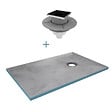 AURLANE - Receveur de Douche à Carreler 120x90cm avec Bonde à Sortie Verticale - Grille Noire - vignette