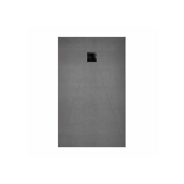 AURLANE - Receveur de Douche à Carreler 120x90cm avec Bonde à Sortie Verticale - Grille Noire - large