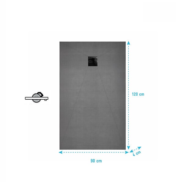 AURLANE - Receveur de Douche à Carreler 120x90cm avec Bonde à Sortie Verticale - Grille Noire - large
