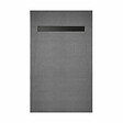 AURLANE - Receveur de douche à carreler 160x90 cm avec bonde écoulement linéaire - Grille finition noire - vignette
