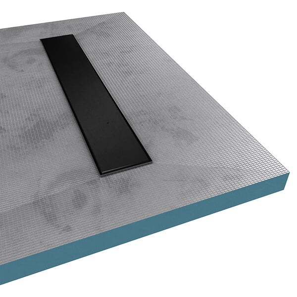 AURLANE - Receveur de douche à carreler 160x90 cm avec bonde écoulement linéaire - Grille finition noire - large