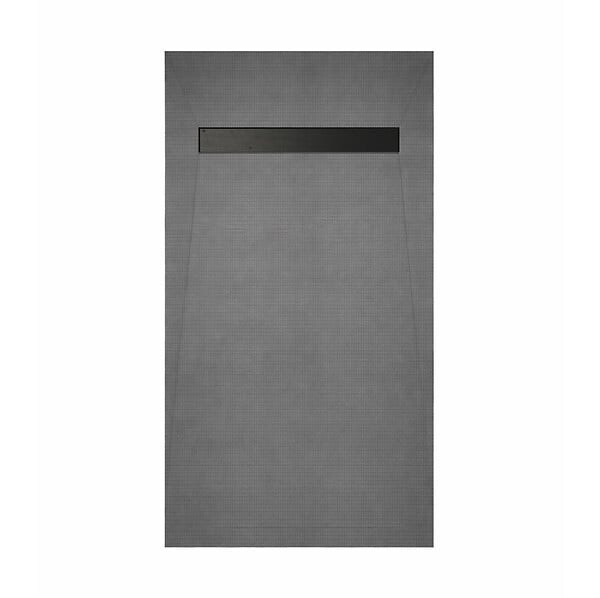 AURLANE - Receveur de douche à carreler 160x90 cm avec bonde écoulement linéaire - Grille finition noire - large