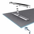 AURLANE - Receveur de douche à carreler 160x90 cm avec bonde écoulement linéaire - Grille finition noire - vignette