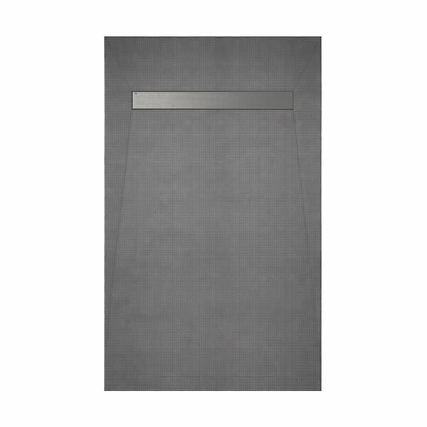 AURLANE - Receveur de douche à carreler 160x80 cm avec bonde écoulement linéaire - Grille finition chrome - large