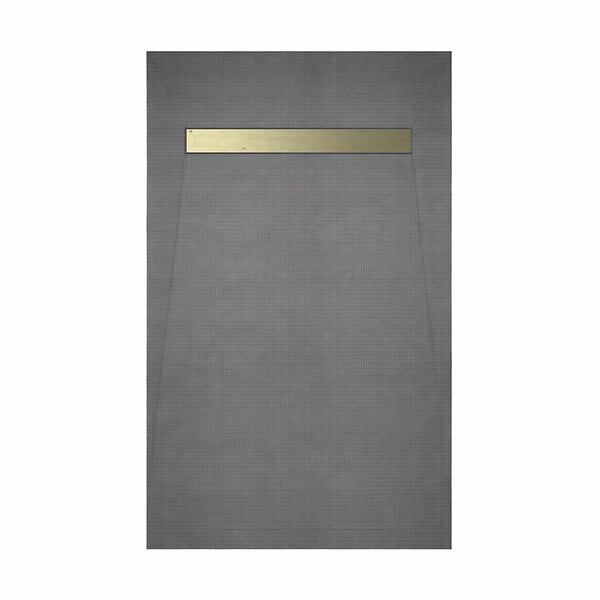 AURLANE - Receveur de douche à carreler 120x90 cm avec bonde écoulement linéaire - Grille finition or brossé - large