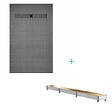 AURLANE - Receveur de douche à carreler 120x90 cm avec bonde écoulement linéaire - Grille finition or brossé - vignette