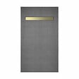 AURLANE - Receveur de douche à carreler 160x80 cm avec bonde écoulement linéaire - Grille finition or brossé - vignette