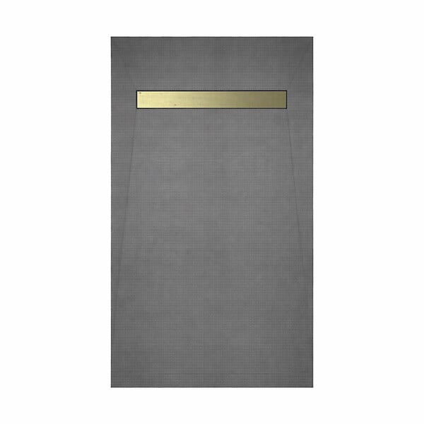 AURLANE - Receveur de douche à carreler 160x80 cm avec bonde écoulement linéaire - Grille finition or brossé - large