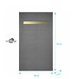 AURLANE - Receveur de douche à carreler 160x80 cm avec bonde écoulement linéaire - Grille finition or brossé - vignette